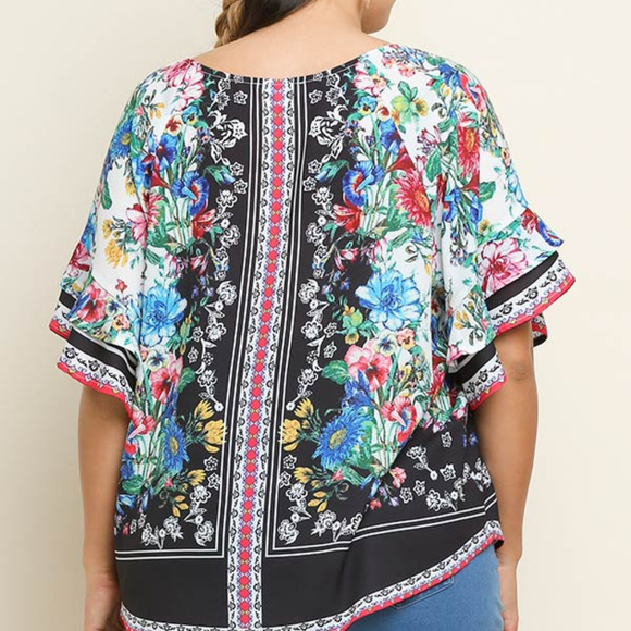 Umgee PLUS Black Floral Blouse - Picture 2 of 2